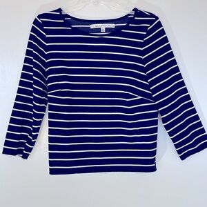Max Studio navy and white striped top, size L